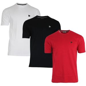 Donnay Donnay Heren - 3-Pack - T-Shirt Vince - Wit/Zwart/Rood