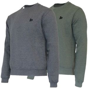 Donnay Donnay Heren - 2-Pack - Fleece Crew Sweater Dean - Donkergrijs & Legergroen