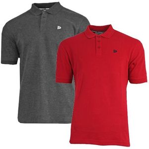 Donnay Donnay Heren - 2-Pack - Polo shirt Noah - Donkergrijs & Rood
