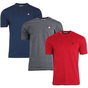 Donnay Donnay Heren - 3-Pack - T-Shirt Vince - Navy/Donkergrijs/Rood
