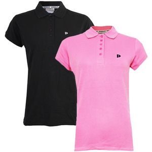 Donnay Donnay Dames - 2-Pack - Polo Shirt Lisa - Zwart & Flamingo Roze