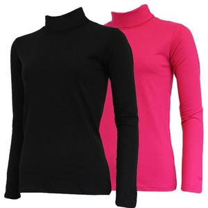 Campri Campri Dames - 2-Pack - Skipully - shirt met col - Zwart & Roze