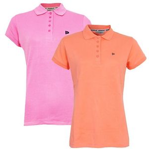 Donnay Donnay Dames - 2-Pack - Polo Shirt Lisa - Flamingo Roze & Zalm Oranje