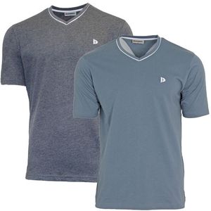 Donnay Donnay Heren - 2-Pack - T-Shirt Jason - Donkergrijs & Blauwgrijs