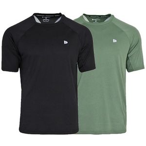Donnay Donnay Heren - 2-Pack - Sport T-shirt André - Zwart & Jungle Green