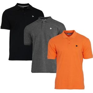 Donnay Donnay Heren - 3-Pack - Polo shirt Noah - Zwart / Donkergrijs / Apricot