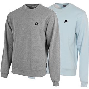 Donnay Donnay Heren - 2-Pack - Fleece Crew Sweater Dean - Zilvergrijs & Lichtblauw