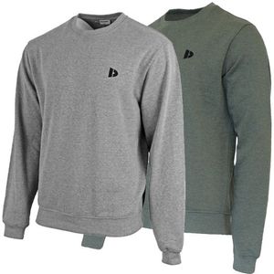 Donnay Donnay Heren - 2-Pack - Fleece Crew Sweater Dean - Zilvergrijs & Legergroen
