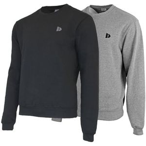 Donnay Donnay Heren - 2-Pack - Fleece Crew Sweater Dean - Zwart & Zilvergrijs