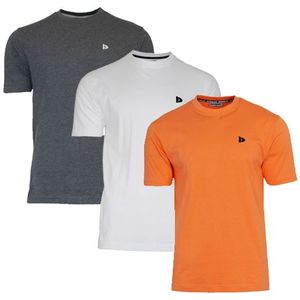 Donnay Donnay Heren - 3-Pack - T-Shirt Vince - Donkergrijs/Wit/Apricot