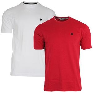Donnay Donnay Heren - 2-Pack - T-Shirt Vince - Wit & Rood