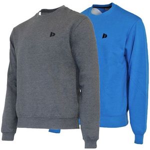 Donnay Donnay Heren - 2-Pack - Fleece Crew Sweater Dean - Donkergrijs & True Blue
