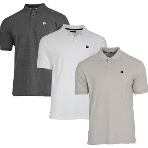 Donnay Donnay Heren - 3-Pack - Polo shirt Noah - Donkergrijs / Wit / Sand