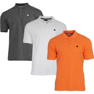 Donnay Donnay Heren - 3-Pack - Polo shirt Noah - Donkergrijs / Wit / Apricot