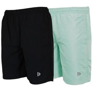 Donnay Donnay Heren - 2-Pack - Korte sportbroek Ian - Zwart & Saliegroen