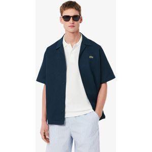 Lacoste Relaxed Fit-Hemd mit strukturierter Waffeloptik - Blau Size 39