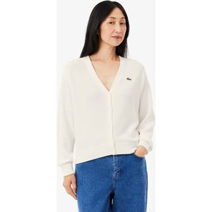 Lacoste Cardigan aus Baumwolle mit V-Ausschnitt - Weiß Size 36
