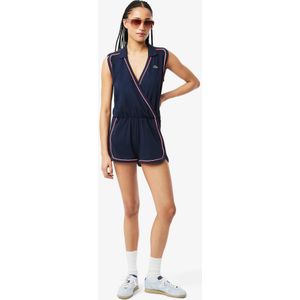 Lacoste Ärmelloser Jumpsuit im Polostil - Navy Blau / Hellblau / Rot Size 38