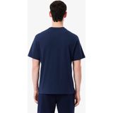 Lacoste Loungewear-T-Shirt aus Baumwolle mit Krokodil-Druck - Navy Blau / Weiß Size 6 - XL