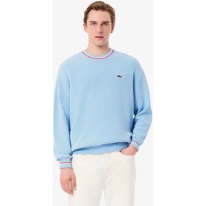 Lacoste Pullover aus leichtem, gestreiftem Baumwollkrepp - Blau / Rot / Weiß Size S