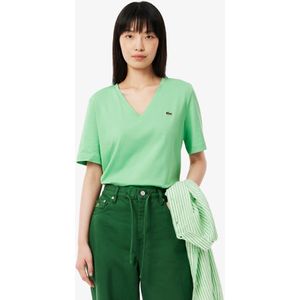 Lacoste Relaxed Fit-T-Shirt aus weicher Baumwolle mit V-Ausschnitt - Liamone Grün Size 36