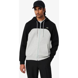 Lacoste Hoodie mit Reißverschluss und Colorblock-Design - Heidekraut Grau / Schwarz Size 4XL