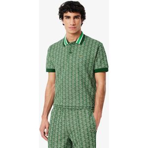 Lacoste Classic Fit-Polohemd mit Monogramm aus Jacquard - Grün / Beige Size 4XL