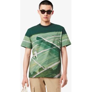Lacoste T-Shirt mit Tennis-Druck, Classic Fit - Grün Size M