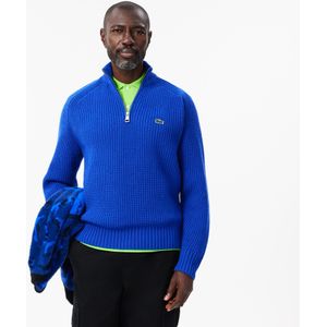 Lacoste Pullover aus Tuchwolle mit Reißverschluss und hohem Kragen - Blau Size XXL