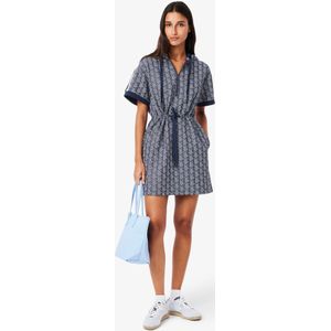 Lacoste Hoodie-Kleid aus Jacquard mit Monogramm - Navy Blau / Weiß Size 36