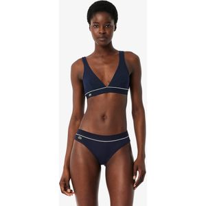 Lacoste Triangel-Bralette aus gerippter Baumwolle - Navy Blau / Weiß Size 6 - L
