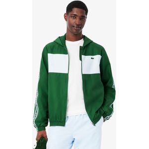 Lacoste Colorblock-Sportjacke mit Logo-Streifen - Grün / Hellblau Size 6 - XL