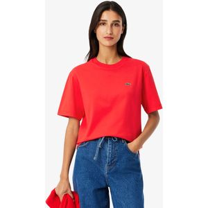 Lacoste Relaxed Fit-T-Shirt aus weicher Baumwolle - Rot Size 34