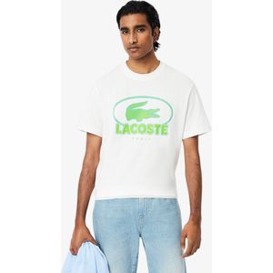 Lacoste Grafisches T-Shirt aus schwerer Baumwolle - Weiß Size S