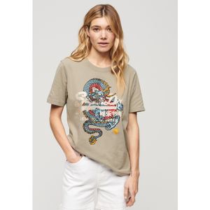 Superdry für Damen. W1011423A Entspannt geschnittenes T-Shirt Tokio grün (XS), Lässig, Baumwolle, Kurzarm