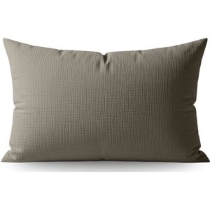 Teddy - Katoen Mousseline - Kussensloop Set van 2 - Taupe