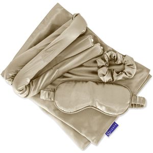 Zelesta - Beauty Set - Zijden Kussensloop - Zijden Slaapmasker - Zijden Heatless Curler