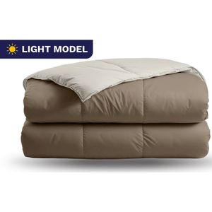 Zelesta - Premiumbed Light - Zomerdekbed - Taupe & Cream - 200x200 - Katoenen Dekbed met Vaste Hoes
