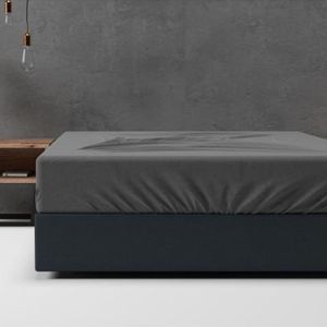 Sleeptime Flanel Hoeslaken Basic - 180x200 - Antraciet