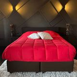 Zelesta - Easybed - Antraciet & Rood - Microvezel - Wasbaar Dekbed