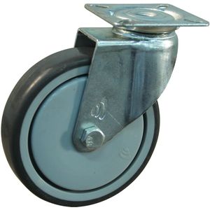 Stalen zwenkwiel, 100mm diameter, TPE loopvlak, kogellager