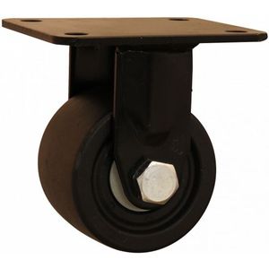 Stalen bokwiel, 75mm diameter, PA loopvlak, kogellager, 105mm bouwhoogte