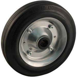 Stalen wiel, 400mm diameter, rubber loopvlak, rollager