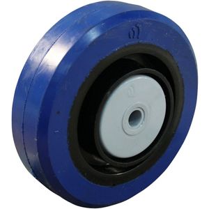 PA wiel, 125mm diameter, elastisch rubber loopvlak, kogellager