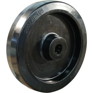 PA wiel, 200mm diameter, elastisch rubber loopvlak, rollager