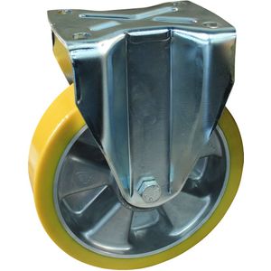 Stalen bokwiel, 175mm diameter, PU loopvlak, kogellager, 232mm bouwhoogte