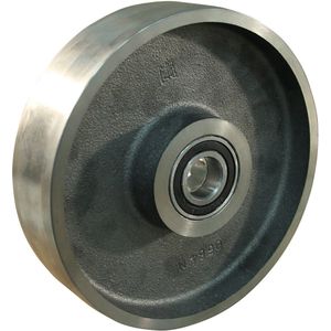 Gietijzeren wiel, 200mm diameter, gietijzeren loopvlak, kogellager