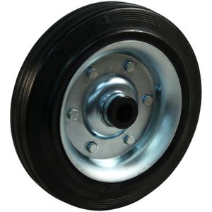 Stalen wiel, 280mm diameter, rubber loopvlak, rollager