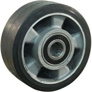 Aluminium wiel, 125mm diameter, elastisch rubber loopvlak, kogellager