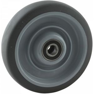 PP wiel, 200mm diameter, TPE loopvlak, kogellager RVS